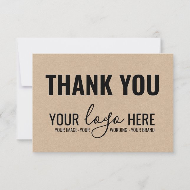 Business Brand Company Logo Black Kraft Thank You (Front)