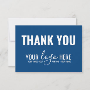 Business Brand Company Logo Navy Blue Thank You Card