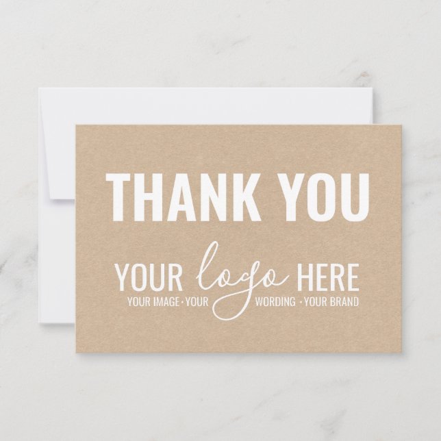 Business Brand Company Logo White Kraft Thank You (Front)