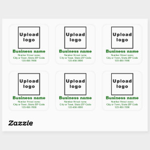 Business Brand Green Minimal Texts on White Square Sticker