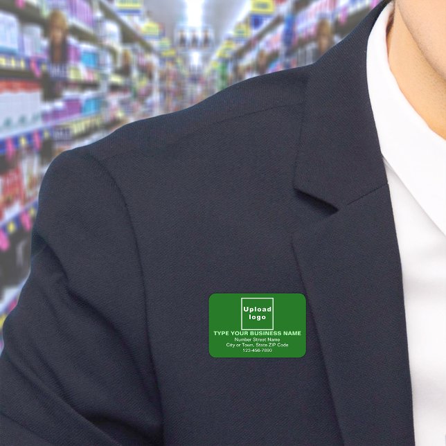 Business Brand Green Rectangle Name Tag (Build brand name awareness. Your business brand on green rectangle name tag.)