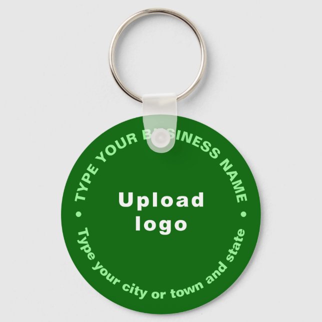 Business Brand Green Round Keychain (Front)