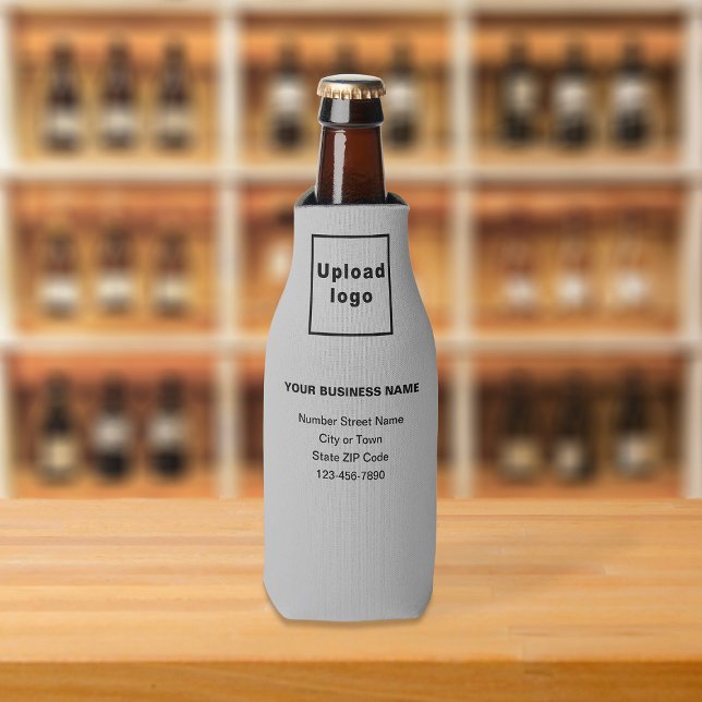 Business Brand Grey Bottle Cooler (Build brand name awareness. Your business brand on gray bottle cooler.)