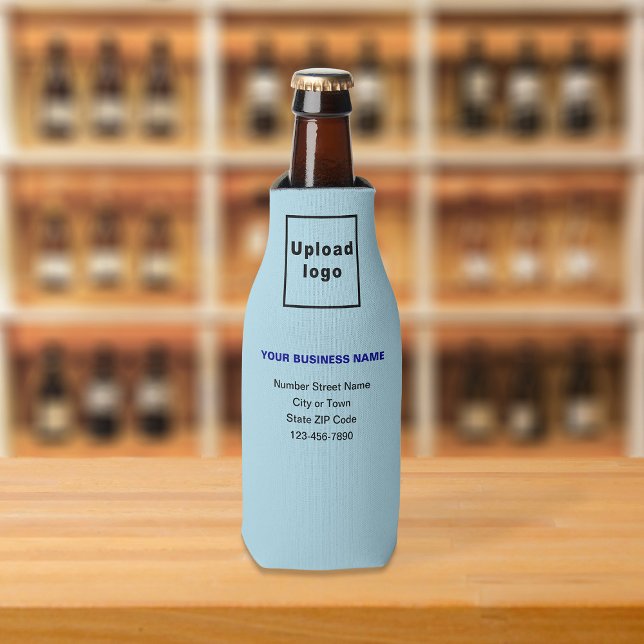 Business Brand Light Blue Bottle Cooler (Build brand name awareness. Your business brand on light blue bottle cooler.)