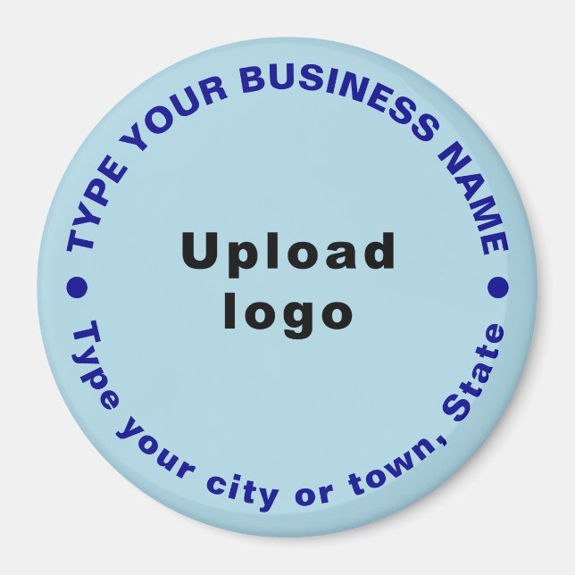 Business Brand Light Blue Round Shape Magnet (Front)
