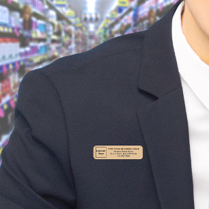 Business Brand Light Brown Long Rectangle Name Tag