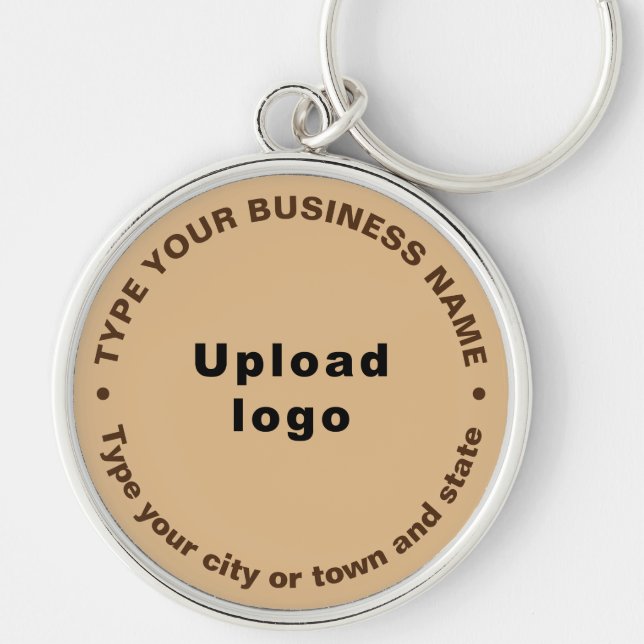 Business Brand Light Brown Round Premium Keychain (Front)