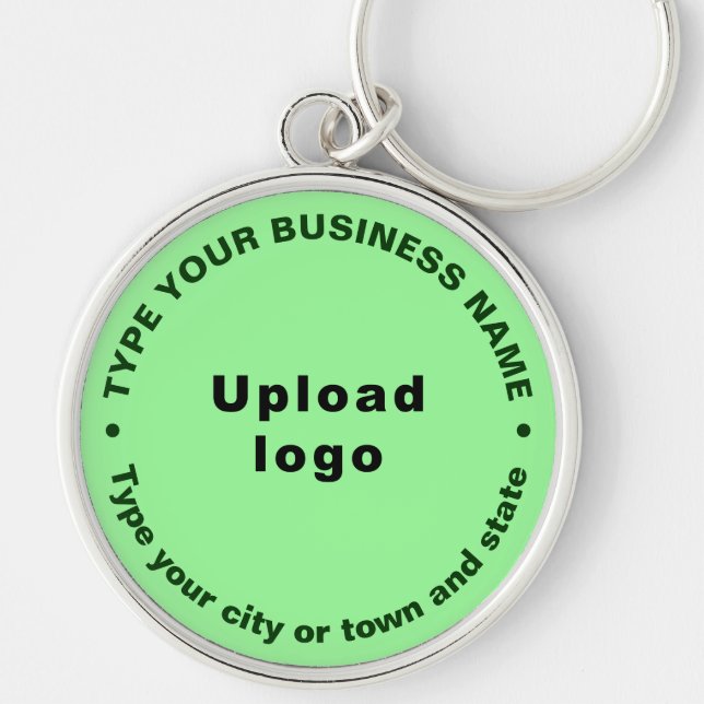 Business Brand Light Green Round Premium Keychain (Front)