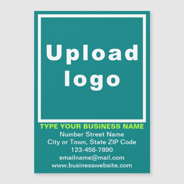 Business Brand on 5” x 7” Teal Green Magnetic Card (Front)