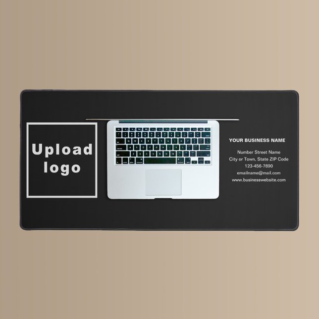 Business Brand on Black Desk Mat (Build brand name awareness. Your business brand on black desk mat.)