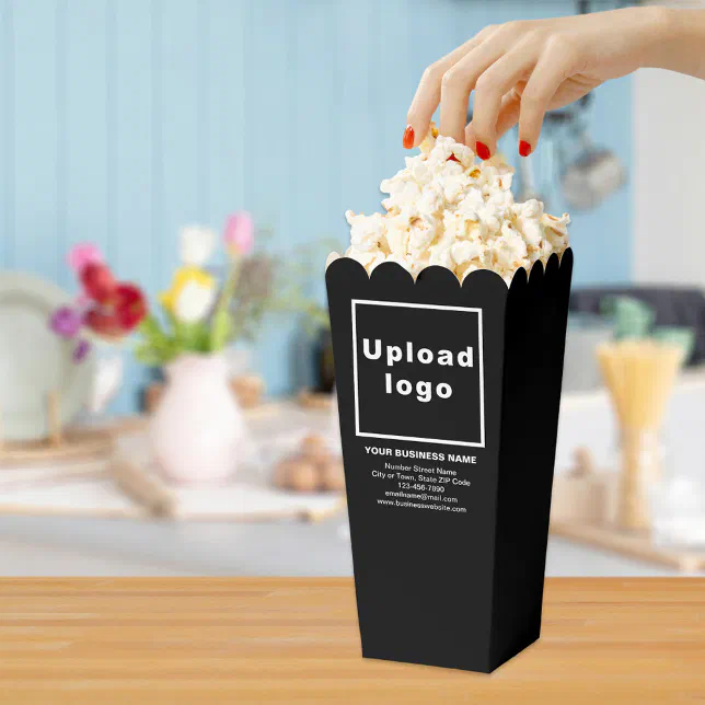 Business Brand on Black Popcorn Box Zazzle