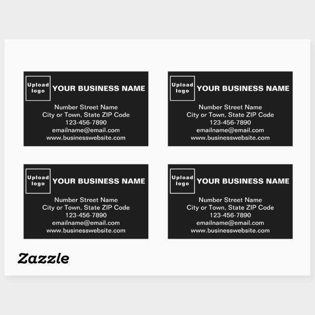 Business Brand on Black Rectangle Sticker (Sheet)