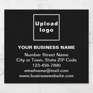 Business Brand on Black Sparkling Wine Bottle Labe Label