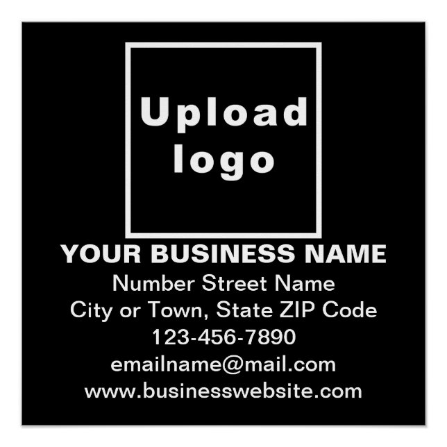 Business Brand on Black Square Glossy Poster (Front)