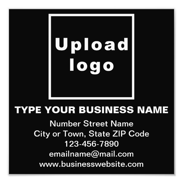 Business Brand on Black Square Photo Print (Front)