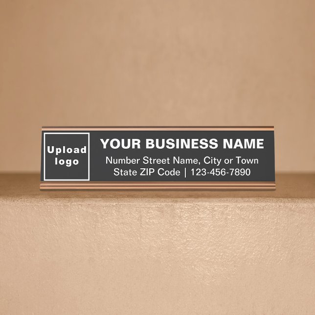 Business Brand on Black Standard Desk Name Plate (Creator Uploaded)