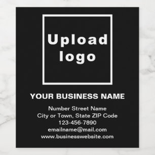 Business Brand on Black Wine Bottle Label