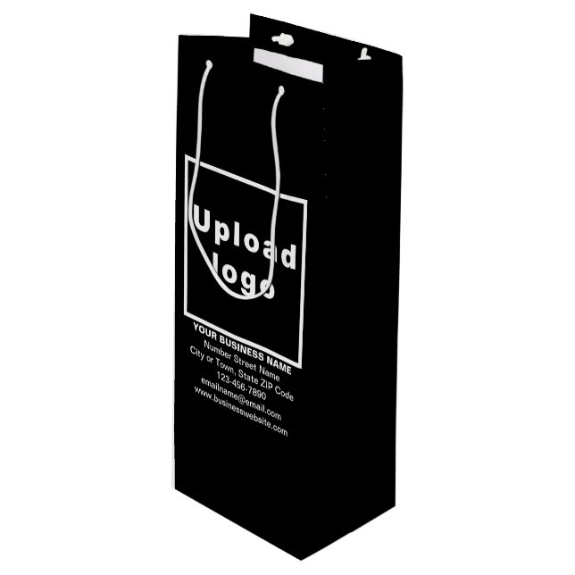 Business Brand on Black Wine Gift Bag (Front Angled)