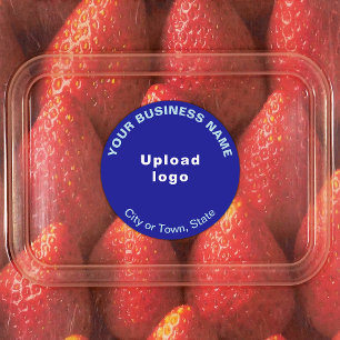 Business Brand on Blue Circle Adhesive Label