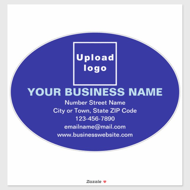 Business Brand on Blue Large Oval Vinyl Sticker (Sheet)