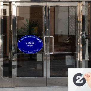 Business Brand on Blue Oval Shape Window Cling