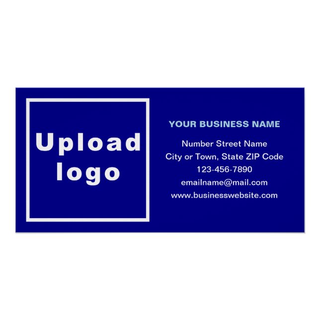 Business Brand on Blue Rectangle Glossy Poster (Front)