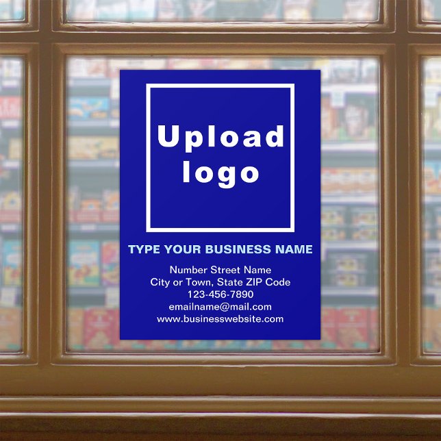 Business Brand on Blue Window Cling (Build brand name awareness. Your business brand on blue window cling.)