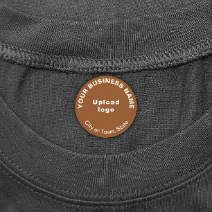Business Brand on Brown Circle Iron On Label