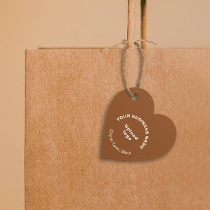 Business Brand on Brown Heart Shape Tag