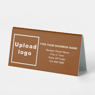 Business Brand on Brown Small Table Sign