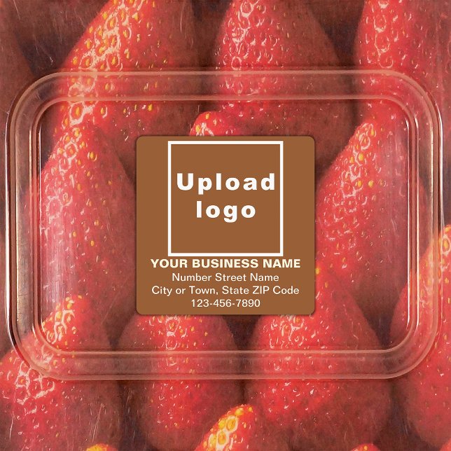 Business Brand on Brown Square Adhesive Labels (Creator Uploaded)