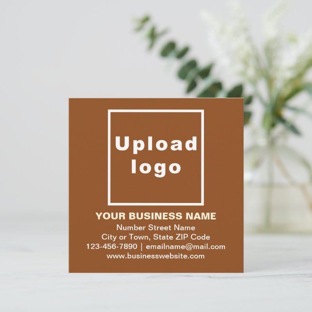 Business Brand on Brown Square Flat Note Card (Standing Front)