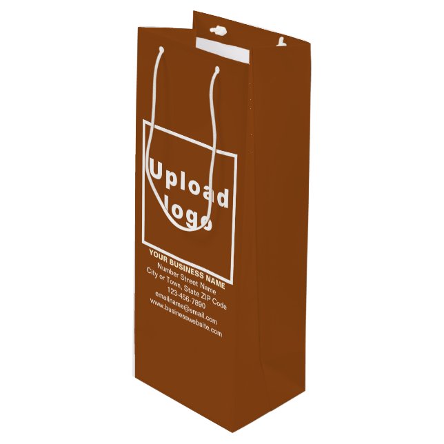 Business Brand on Brown Wine Gift Bag (Front Angled)