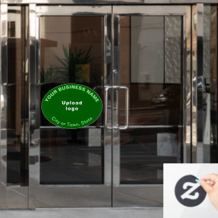 Business Brand on Green Oval Shape Window Cling