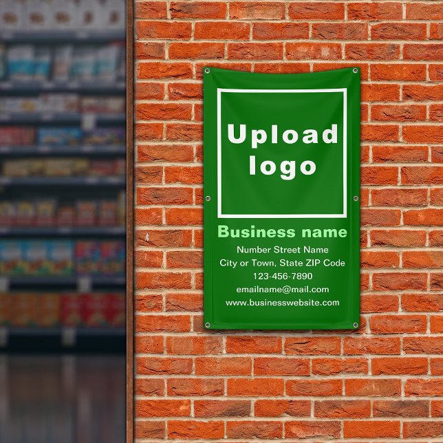 Business Brand on Green Portrait Banner (Green portrait banner with your business brand)