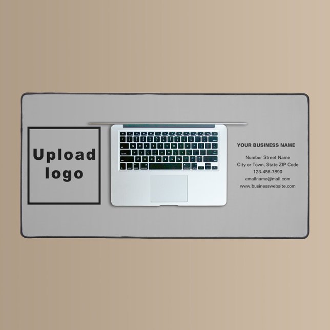 Business Brand on Grey Desk Mat (Build brand name awareness. Your business brand on gray desk mat.)