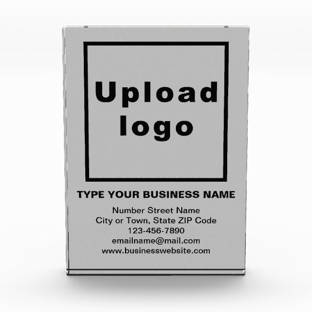 Business Brand on Grey Portrait Rectangle Photo Block (Front)