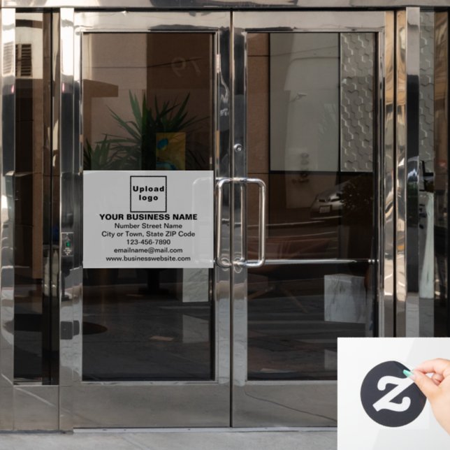Business Brand on Grey Rectangle Window Cling (Office Door)