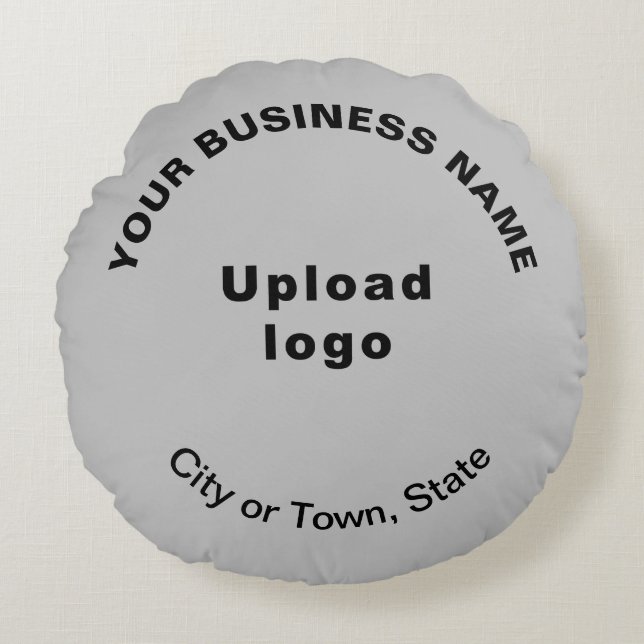 Business Brand on Grey Round Throw Pillow (Front)
