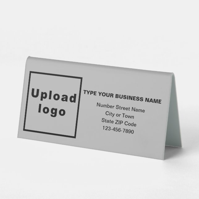 Business Brand on Grey Small Table Sign (Front)