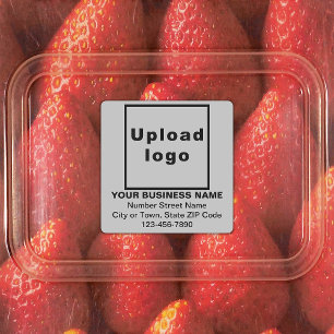 Business Brand on Grey Square Adhesive Labels