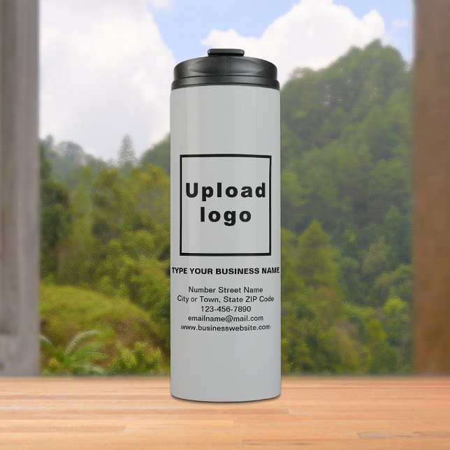 Business Brand on Grey Thermal Tumbler (Build brand name awareness. Your business brand on gray thermal tumbler.)