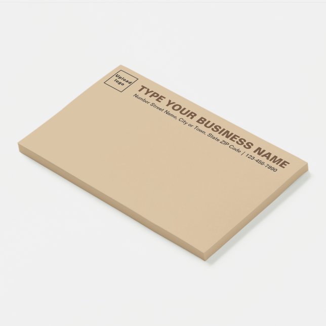 Business Brand on Heading of Light Brown Large Post-it Notes (Angled)
