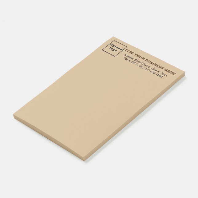 Business Brand on Heading of Light Brown Long Post-it Notes (Angled)