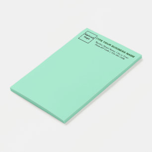 Business Brand on Heading of Teal Green Long Post-it Notes