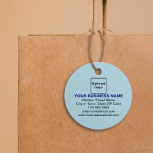 Business Brand on Light Blue Circle Tag