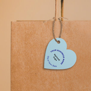 Business Brand on Light Blue Heart Shape Tag