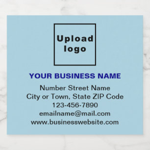 Business Brand on Light Blue Liquor Bottle Label