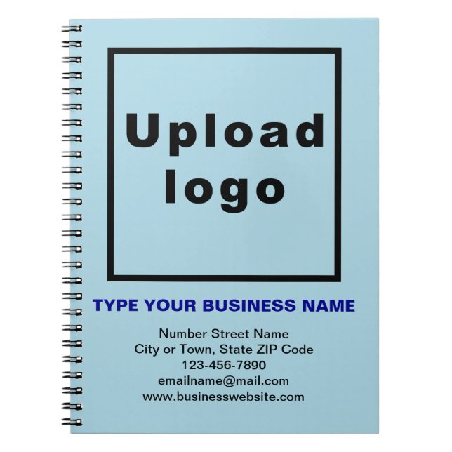 Business Brand on Light Blue Notebook (Front)