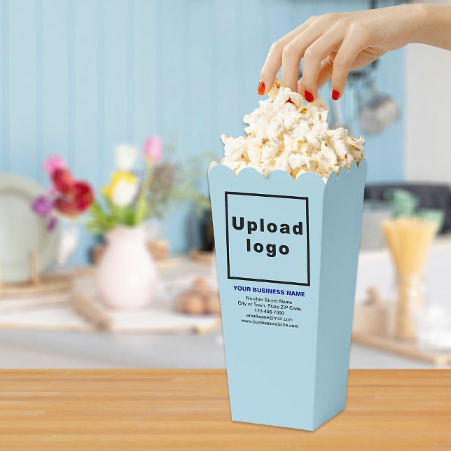 Business Brand on Light Blue Popcorn Box (Business brand on light blue popcorn box)